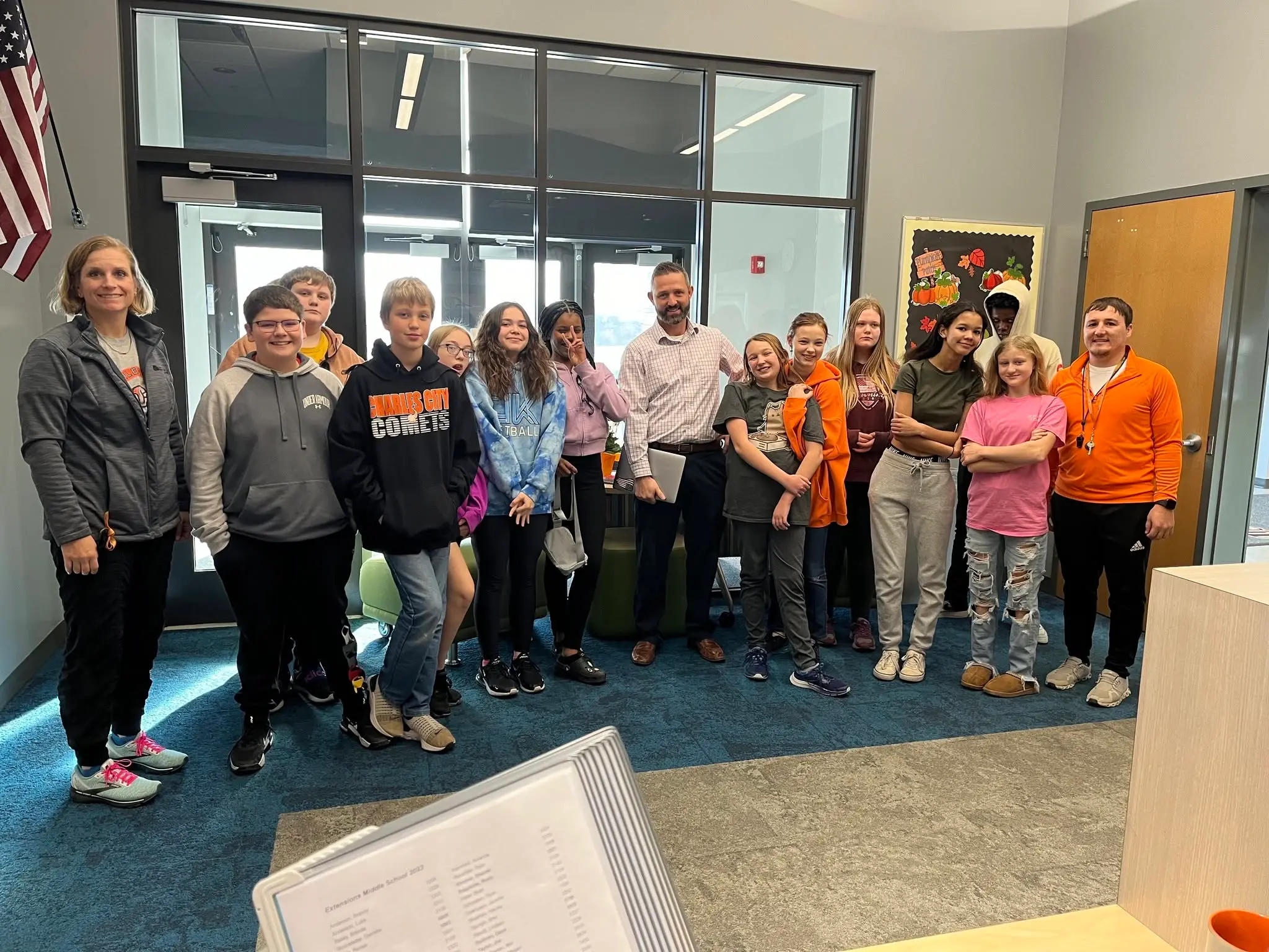 Group photo of Middle School students, teachers, and staff members