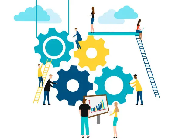 PD image of cogs and people working together