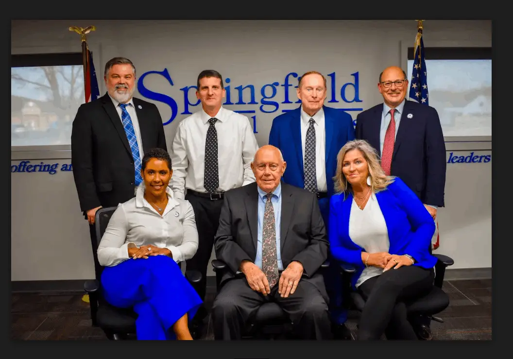 Photo of Mr. Ev Harris, President  Mrs. Rachel Geiger, Vice President  Mr. Richard Helminski  Mrs. Sherri Koback  Mr. Ken Musch    Mr. Matt Geha, Superintendent  Mr. P. Ryan Lockwood, III, Treasurer