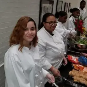 AHS Culinary Arts students serving food
