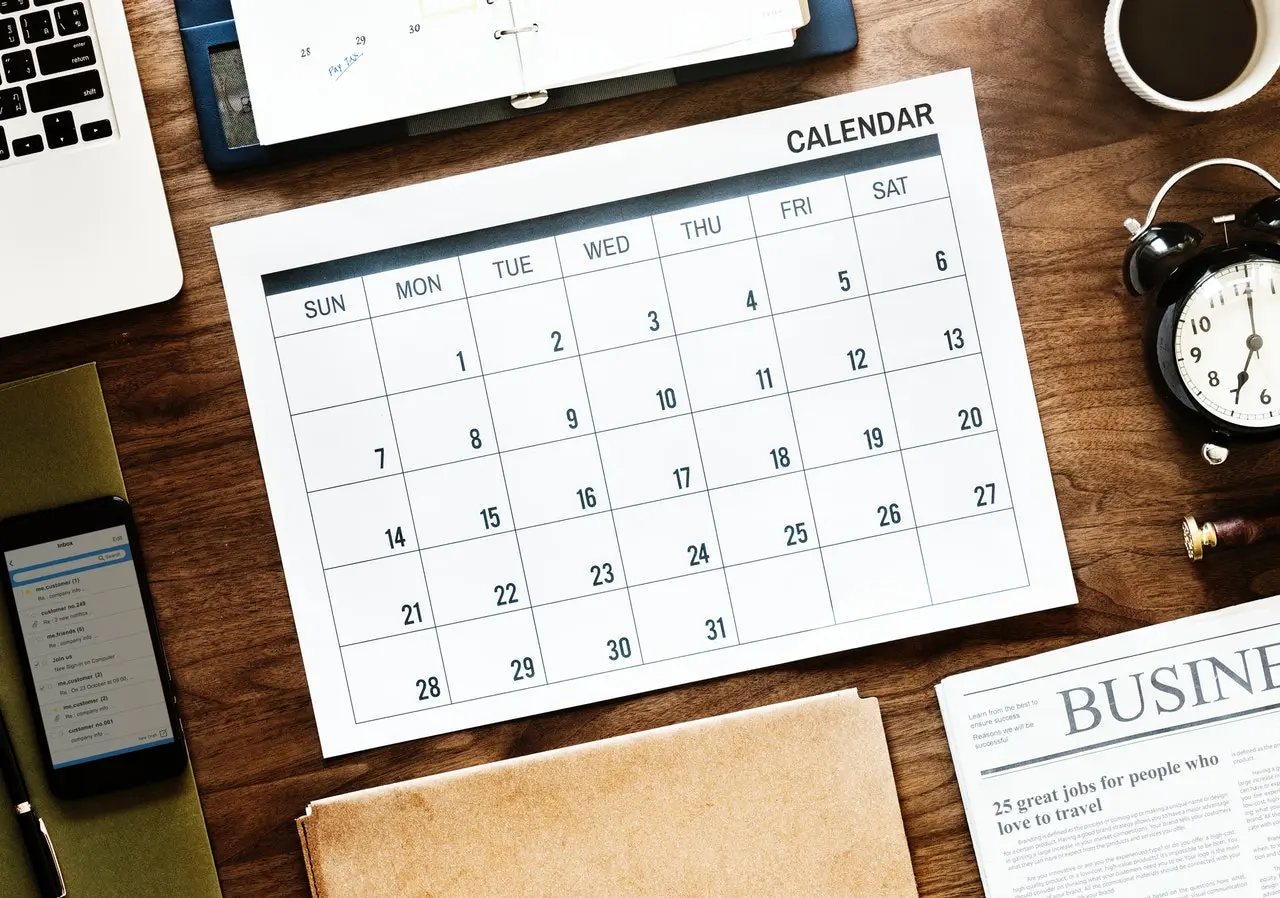 Calendar on a desk