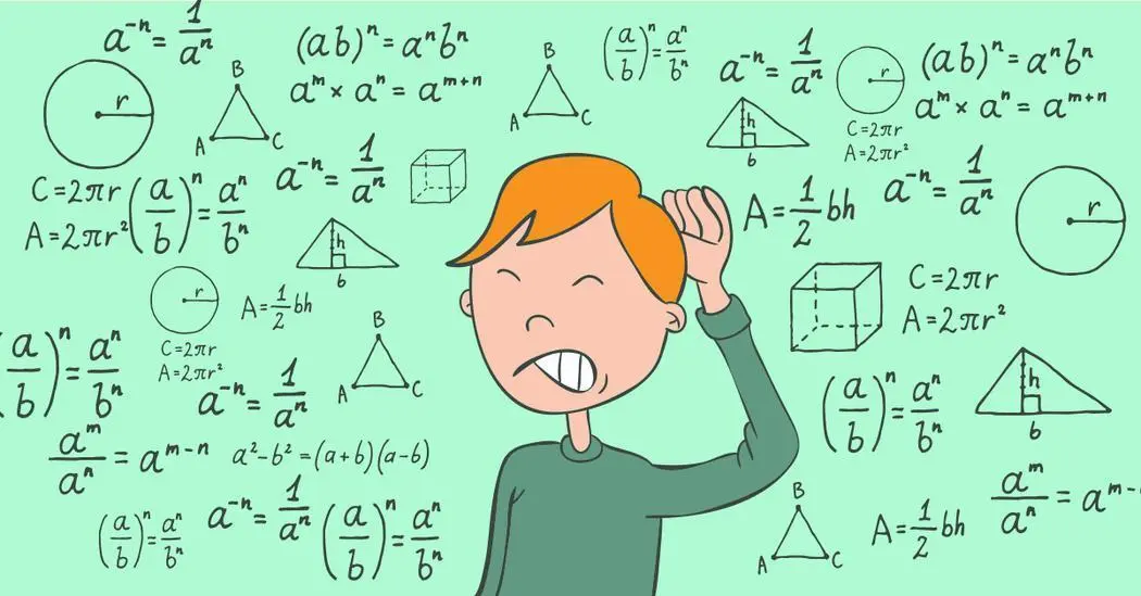 illustration of student solving math problems on chalkboard