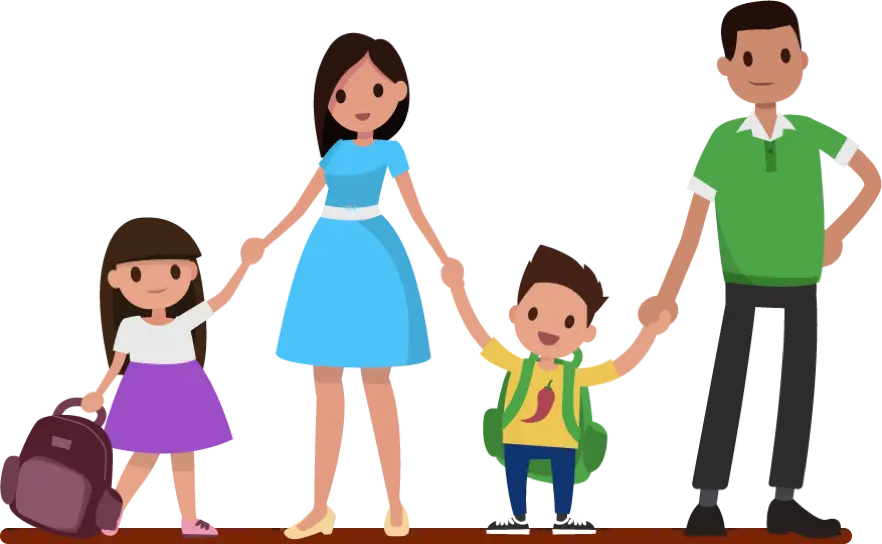 kids, mom and dad
