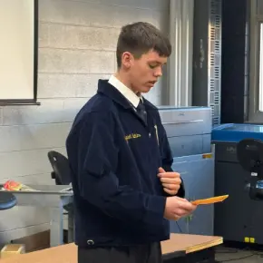Charles City FFA student giving a presentation