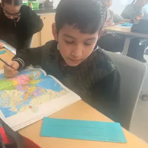 Student working on geography