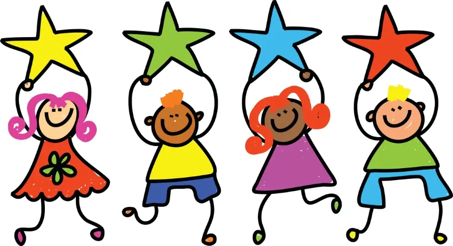 Cartoon of students holding stars above their head