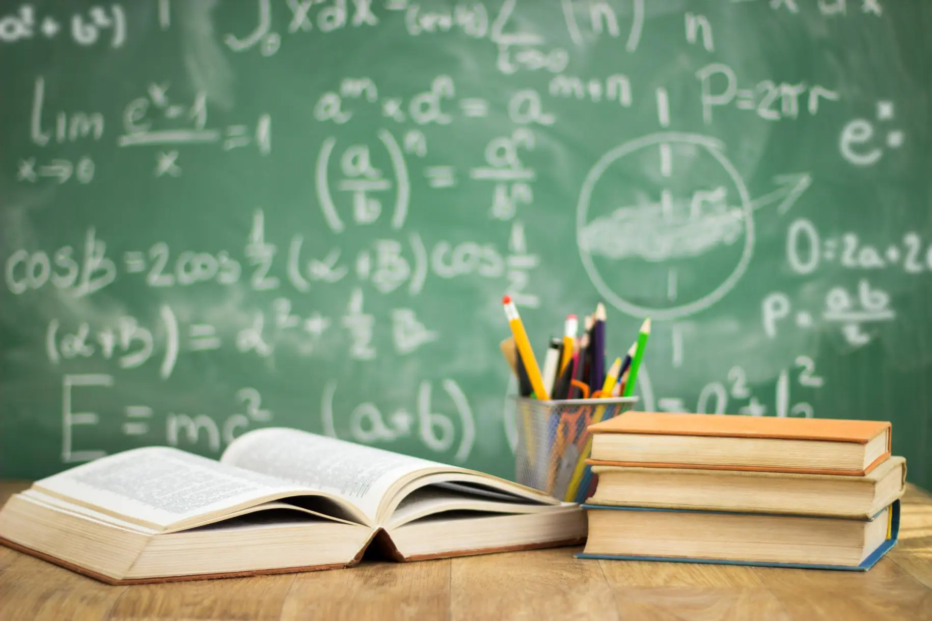 Books and Chalkboard