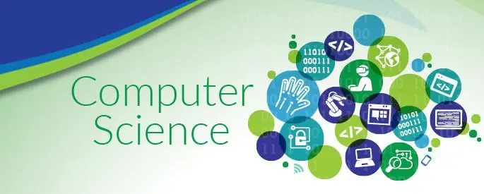 computer science figure with various computer-related items