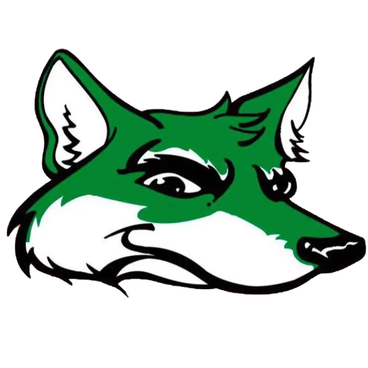 fox logo with green, white and black