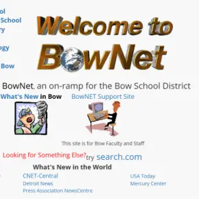 screenshot of an HTML re-master of the school's original website
