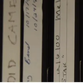 close up of VHS tape library