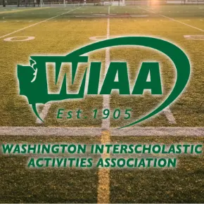 WIAA logo over football field
