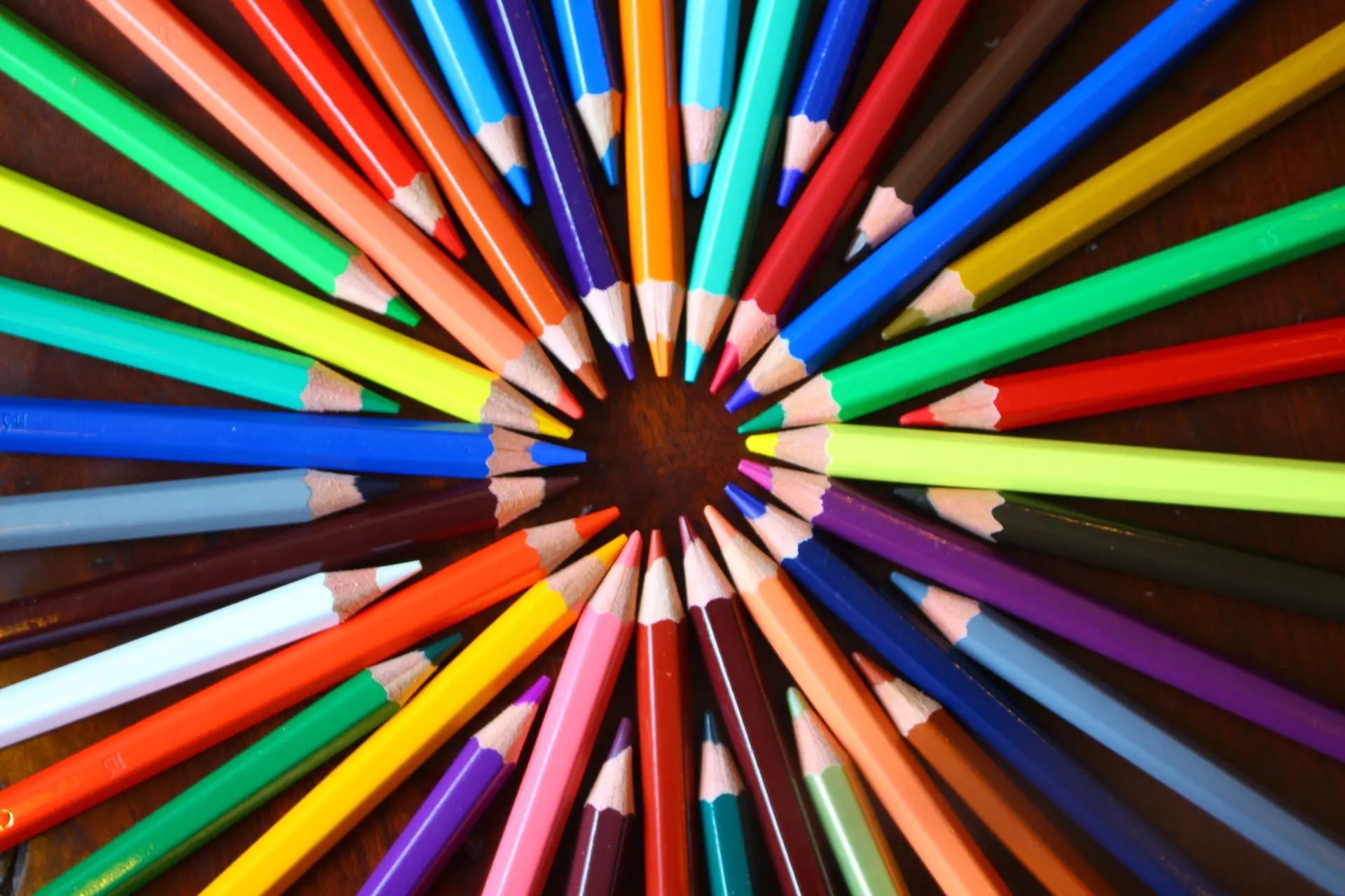 Colored pencils in a circle