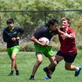 Students playing rugby