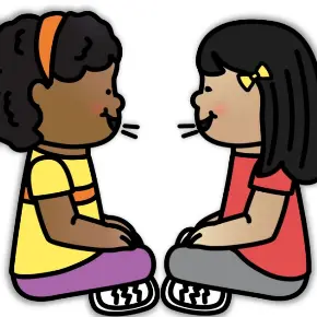 two girls talking