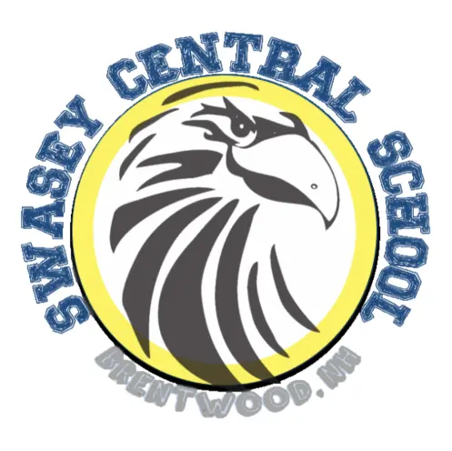 The school logo-  a hawk in the center of a circle with "Swasey Central School, Brentwood, NH around the circle in text. 