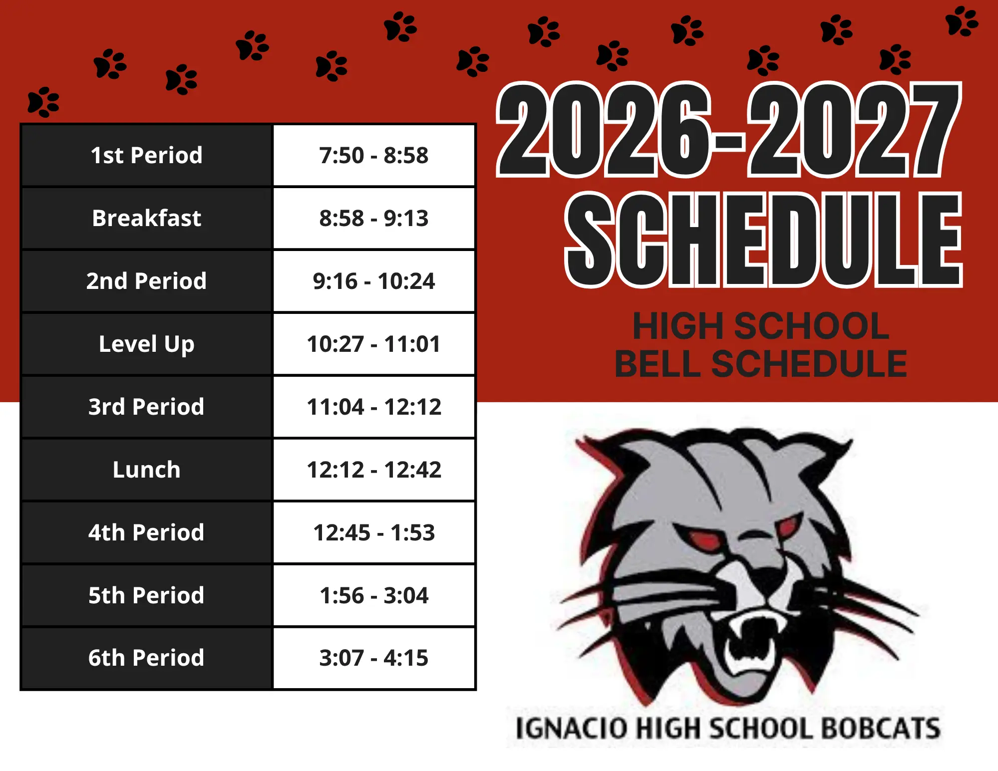 IHS 25/26 Bell Schedule