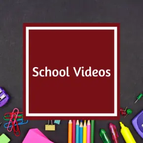 chalkboard with school supplies and an icon in the center