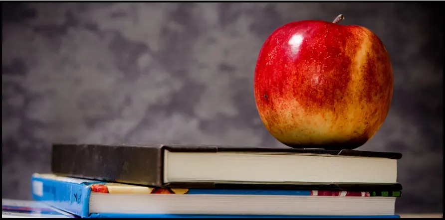 Image of apple and books