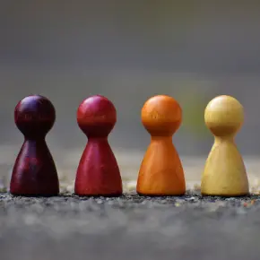 Wooden Game pieces on the ground
