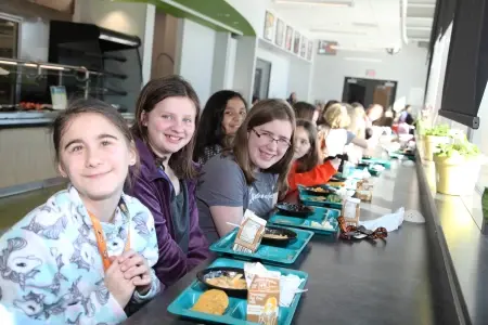 Students enjoying lunch service