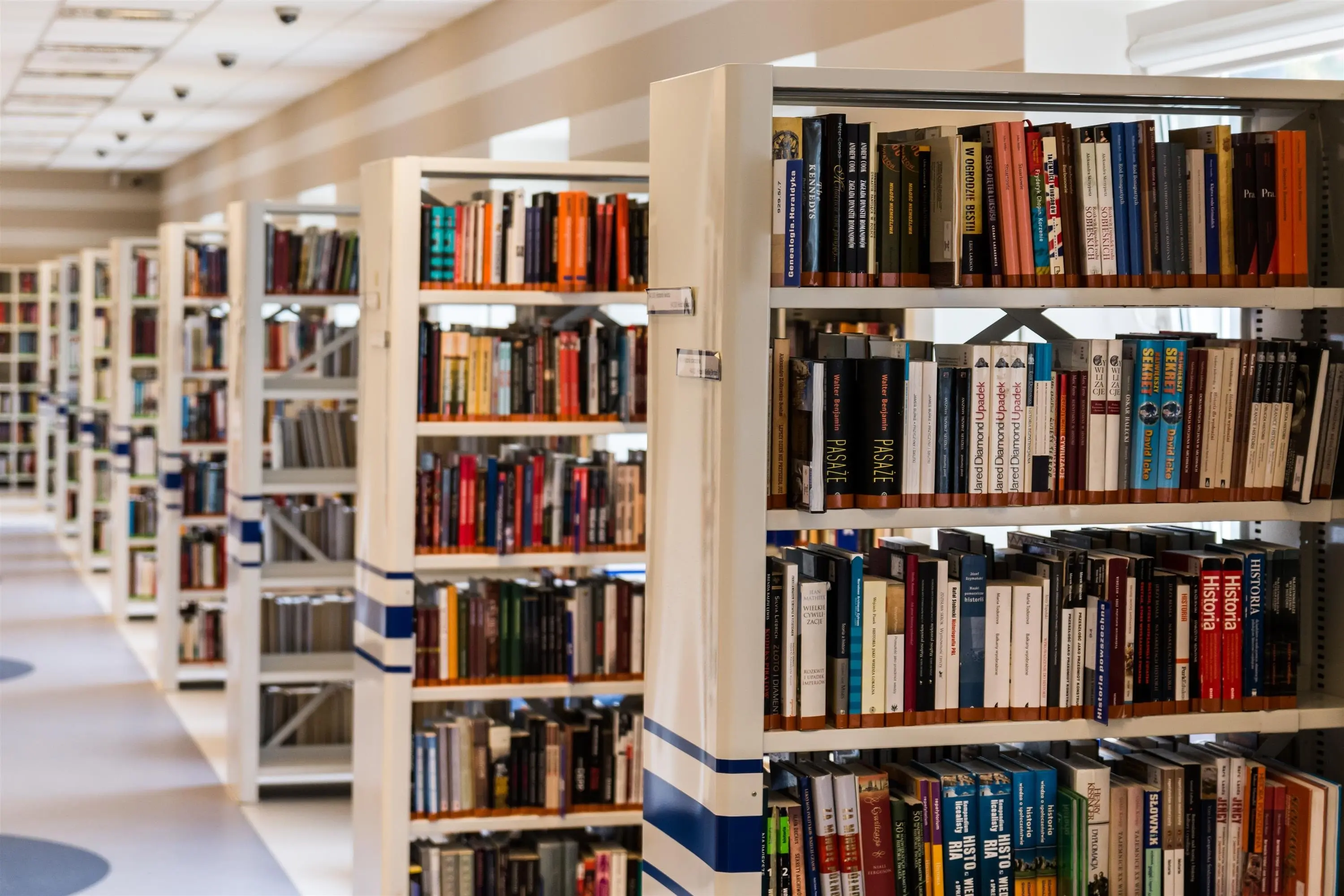 Library book shelves