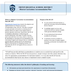 District Curriculum Accommodation Plan