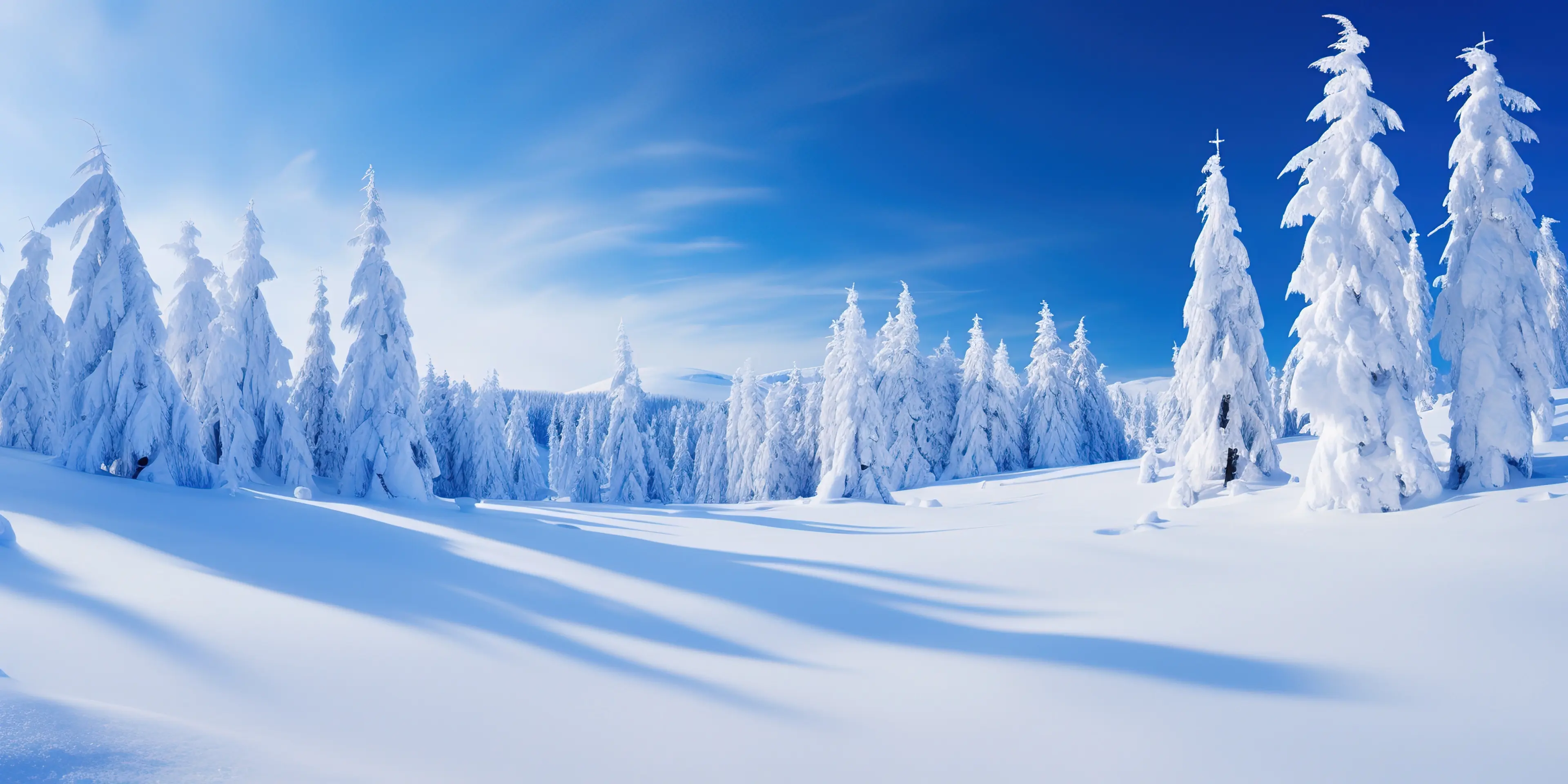 Snow on the trees.