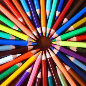 Color pencils in a circle