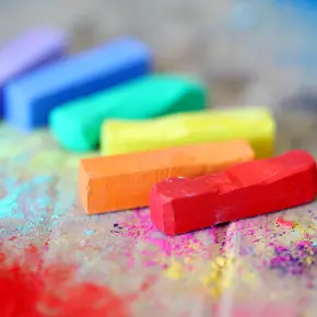 Colored chalk on pavement